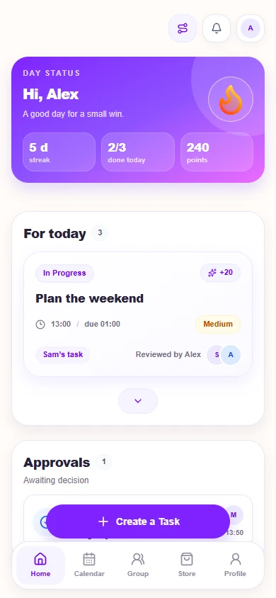 Duodisly Couple dashboard for two adult partners